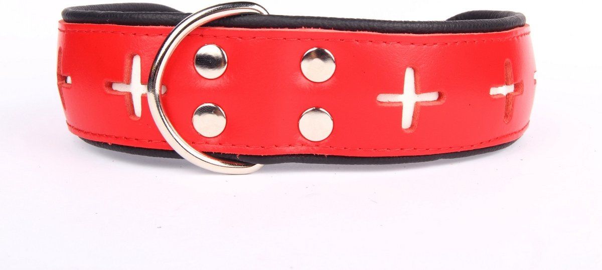 Dog's Companion - Leren Halsband - Swiss - 60-73 cm x 50 mm - Rood