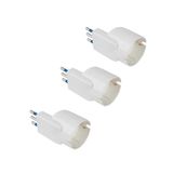 POLYPOOL - Schuko-busadapter ruimtebesparende Duitse bus met stekker 10A 2L+PE, bus 10-16A 2L+PE - 3 witte adapters - PP2233.3