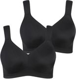 Ulla Popken - Dames - Microvezel-beha set van 2 zonder beugel voorgevormde cups - Zwart - Maat 85B