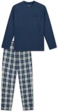 SCHIESSER Pyjama lang pacific blue Geruit Katoen 100% Lange mouw Kinderen 140