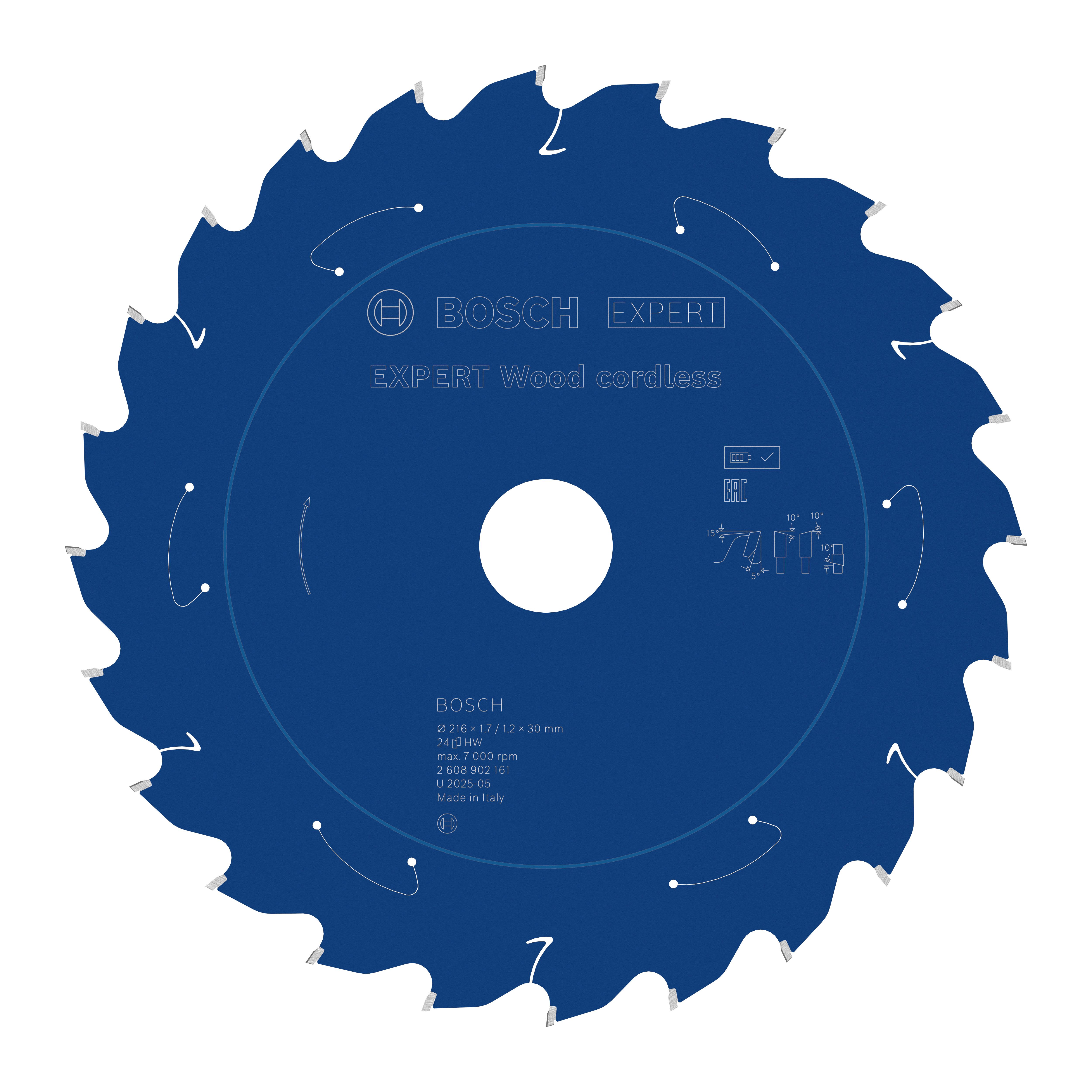 Bosch Accessoires EXPERT Wood cordless Cirkelzaagblad | 216 x 1,7/1,2 x 30 mm | T24 - 2608902161