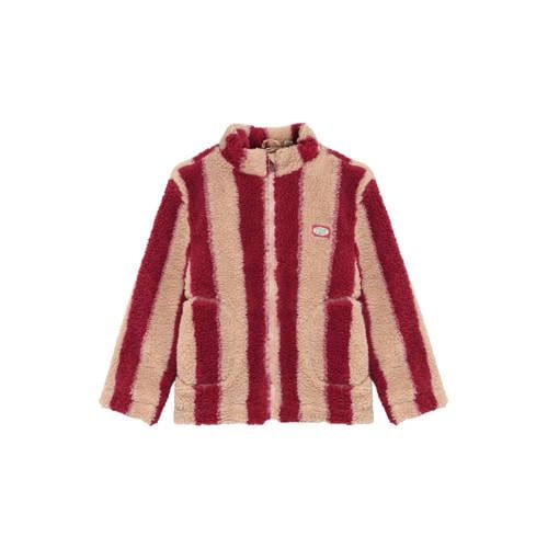 Daily7 gestreepte teddy jas - rood