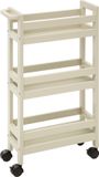 5Five Keuken of badkamer trolley 3-laags - creme wit - D15 x B40 x H75 cm - mdf hout - met wielen