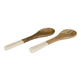 HOME DECO FACTORY, KA0656, Saladebestek van natuurlijk mangohout, elegant en ergonomisch ontwerp, veelzijdig voor al uw gerechten, gemakkelijk schoon te maken, maat 30 cm, bruinbeige kleur