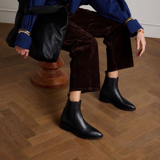 Manfield Dames Zwarte Leren Chelsea Boots Maat 40