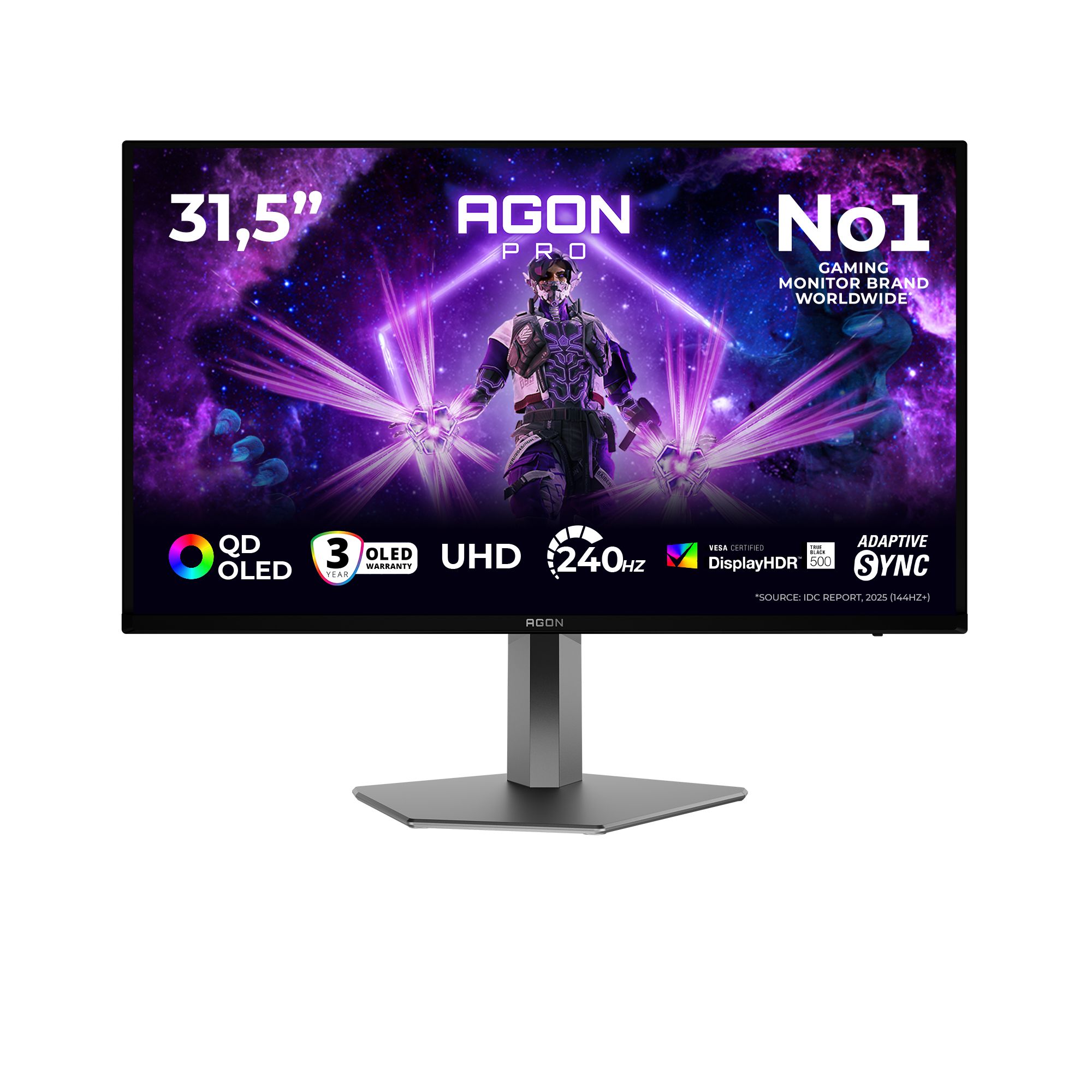 AOC AGON PRO AG326UZD2 computer monitor 80 cm (31.5\") 3840 x 2160 Pixels 4K Ultra HD OLED Zwart