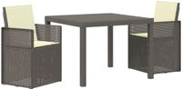 vidaXL Tuin Eettafel Set met Kussens 3-delig Lichtgrijs en Crème PP