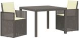 vidaXL Tuin Eettafel Set met Kussens 3-delig Lichtgrijs en Crème PP