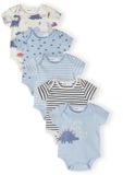 Minoti Rompertje Baby Jongens 5-Pack Dinosaurus Korte Mouw Lichtblauw 100% Katoen Maat 62