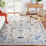 Safavieh Boho tapijt voor woonkamer, eetkamer, slaapkamer - Madison Collection, korte pool, ivoor en lichtblauw, 160 x 160 cm
