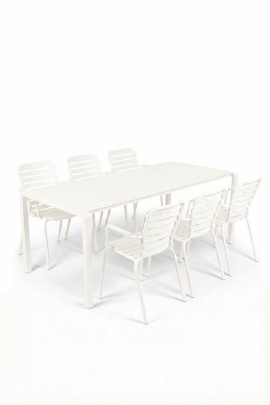 Zuiver Vondel Tuinset 6 personen - tuintafel + 6 stoelen met armleuning Wit