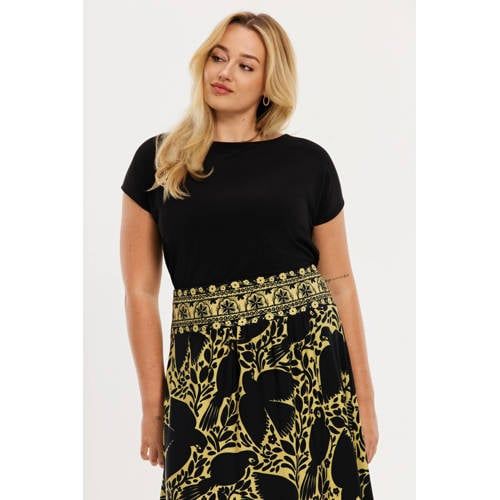 YOEK midi rok dolce Plus Size - geel