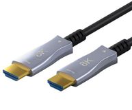 Goobay Câble HDMI 2.1 actif - 8K 60Hz - Plaqué or - 20 mètre - Noir/Argent