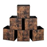 Merkloos Relaxdays Opbergmand - Set van 6 - 30x30x30 cm - Opvouwbaar - Houtlook - Zwart-Bruin