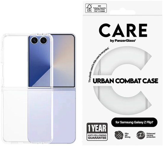 PanzerGlass CARE by PanzerGlass Urban Combat Case voor de Samsung Galaxy Z Flip 7 - Transparant