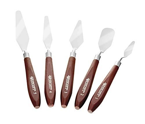 Westcott E-40200 00 Schilderspatelset, roestvrij staal, bruin/zilver, 17,5-22,5 cm, 5 5