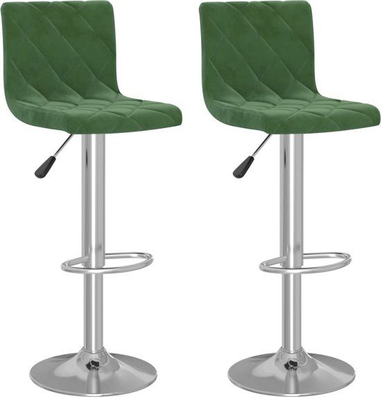 vidaXL Barkrukken - 2 stuks - Fluweel - Donkergroen