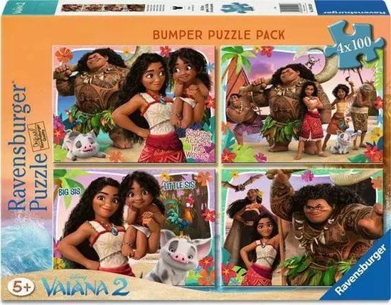 Ravensburger Kinderpuzzle 4x100 Teile - Disney Vaiana 2 - Abenteuer in Ozeanien