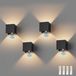 Set van 4 LED wandlampen met bewegingssensor, 3000K, zwart