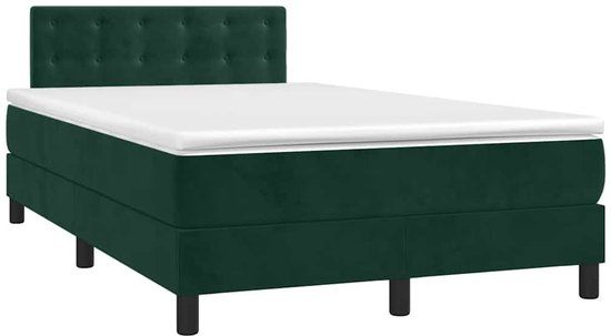 vidaXL Boxspring met matras fluweel donkergroen 120x190 cm