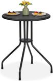 Merkloos Relaxdays Tuintafel, rond, H x D, 73 x 60 cm, rotanlook, voor buiten, van kunststof en staal, zwart