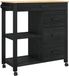 vidaXL Chariot de cuisine MONZA, noir, 84 x 40 x 88,5 cm, bois de pin massif