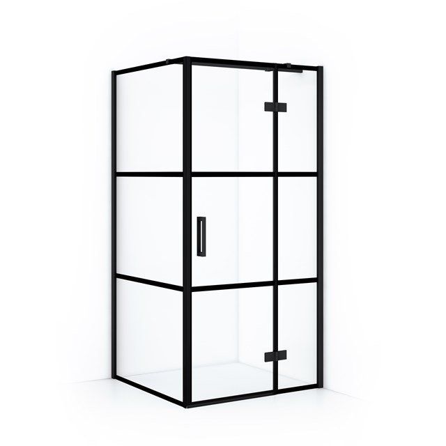 Maxaro Douchecabine Diamond 100x90cm 8mm Helder Veiligheidsglas met Zwarte Strepen Mat Zwart