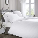 Appletree Witte dekbedovertrekset - super kingsize 260 x 220 cm - 100% katoen - 200 draadtelling - 2 kussenslopen - doorgestikte randen - zacht luxe beddengoed in hotelstijl - fris wit beddengoed
