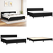 Sommier à lattes lit avec matelas noir 200x200 cm tissu