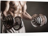 Merkloos / Sans marque PVC Schuimplaat - Gespierd Mannenlichaam met Dumbells - 105x70 cm