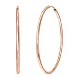 Lucardi Dames Oorringen roseplated 50mm - Oorbellen - Cadeau - Echt Zilver - Rosékleurig