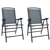 vidaXL Tuinstoel Terras Staal Textiel Grijs 2 stuks