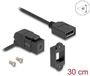 Delock Keystone Module Mini DisplayPort panel mount female to DisplayPort female 45° angled with 30 cm cable 8K 30 Hz black