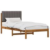 vidaXL Bedframe met gestoffeerd hoofdbord Naturel en lichtgrijs