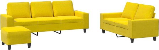 vidaXL 3-delige Loungeset Stof Lichtgeel
