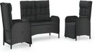 vidaXL Ensemble de jardin 3 pièces avec coussins poly rotin noir