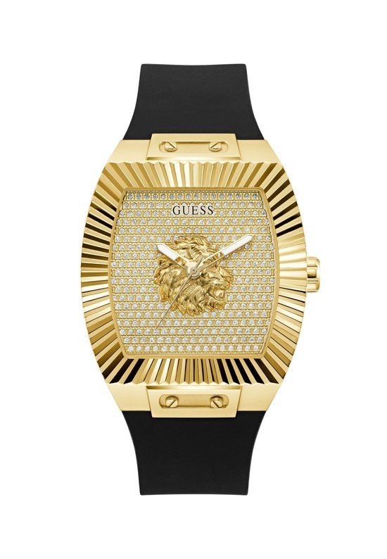 Guess Phoenix GW1066G2 Herenhorloge, Analoog Kwartshorloge, Roestvrij Staal, 43mm, Zwart Siliconen Bandje