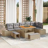 vidaXL Tuinbank Set Beige Poly Rattan