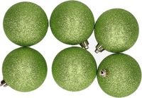 Billiet - Vanlaere 6x pommes vertes en plastique boules de Noël 8 cm - Glitter