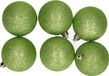 Billiet - Vanlaere 6x pommes vertes en plastique boules de Noël 8 cm - Glitter