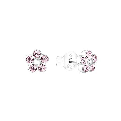 Amor Oorbellen 925 Sterling Zilveren Meisjes Kinderoorbellen - Bloem - 0,5 cm