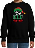 Bellatio Decorations Big elf Kerst sweater - zwart - kinderen - 110/116