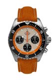 ruhla Ruhl's 1929 Glasbach Cup 4970-1 Mannen Polshorloge Analoog Quartz Bruin Staal Zilverkleurig Oranje Wit Zwart