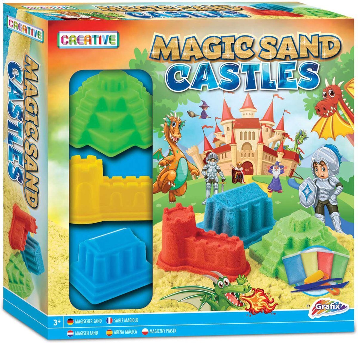 Grafix Kinetisch Zand – 4 Kleuren – 10 Onderdelen – Voor Jongens – Magic Sand – Kinetic Sand – Sensorisch Speelzand