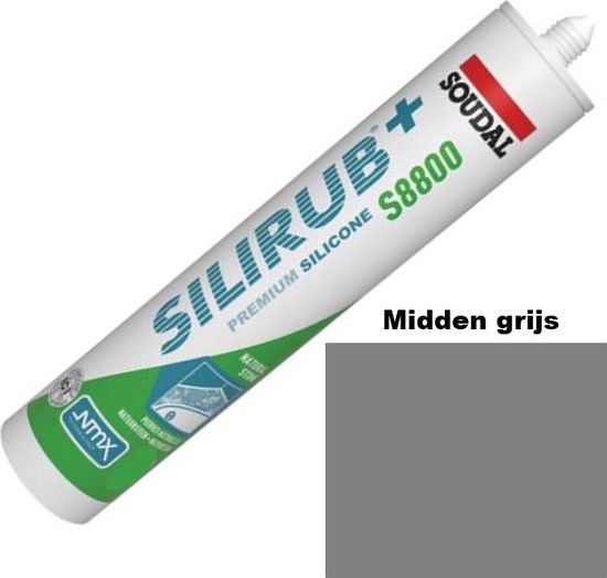 Soudal Silirub+ S8800 Natuursteen - Siliconekit - Middengrijs - 310 ml