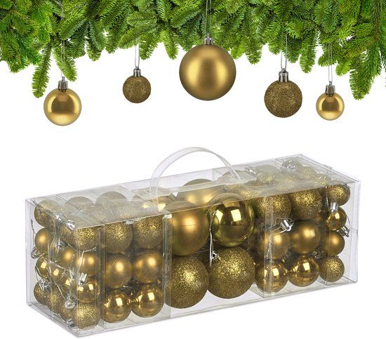 Relaxdays Kerstballen Set van 76