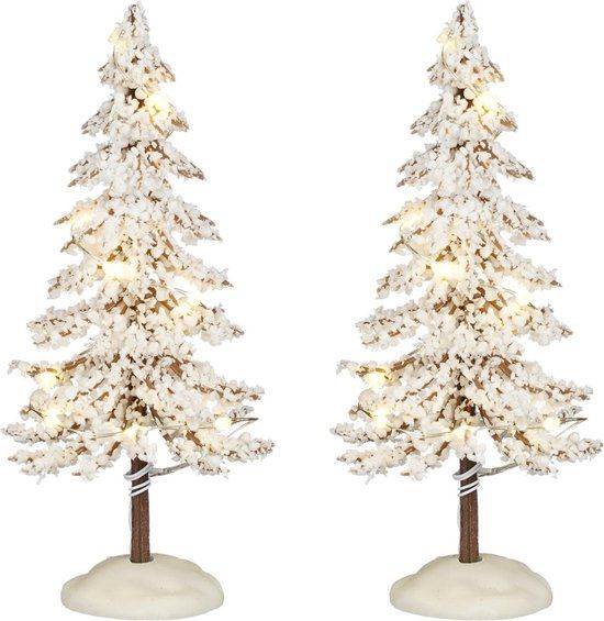 Luville Snowy Tree White Lighted Medium - Set of 2