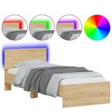vidaXL Bedframe met hoofdbord en LED, Sonoma eikenkleurig, 90x200 cm