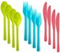 Plasticforte Bestek set van kunststof - 12x stuks - herbruikbaar plastic - 19 cm - BBQ / Verjaardag / Camping / Party - messen - vorken - lepels