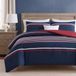 Nautica Dekbedovertrekset, katoen, omkeerbaar, met bijpassende kussenslopen, middelzwaar voor alle seizoenen, kingsize, mineola-rood/wit/marineblauw